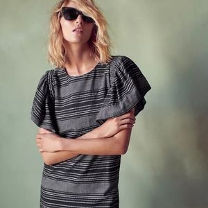 Moon River Black and White Striped Midi Dress